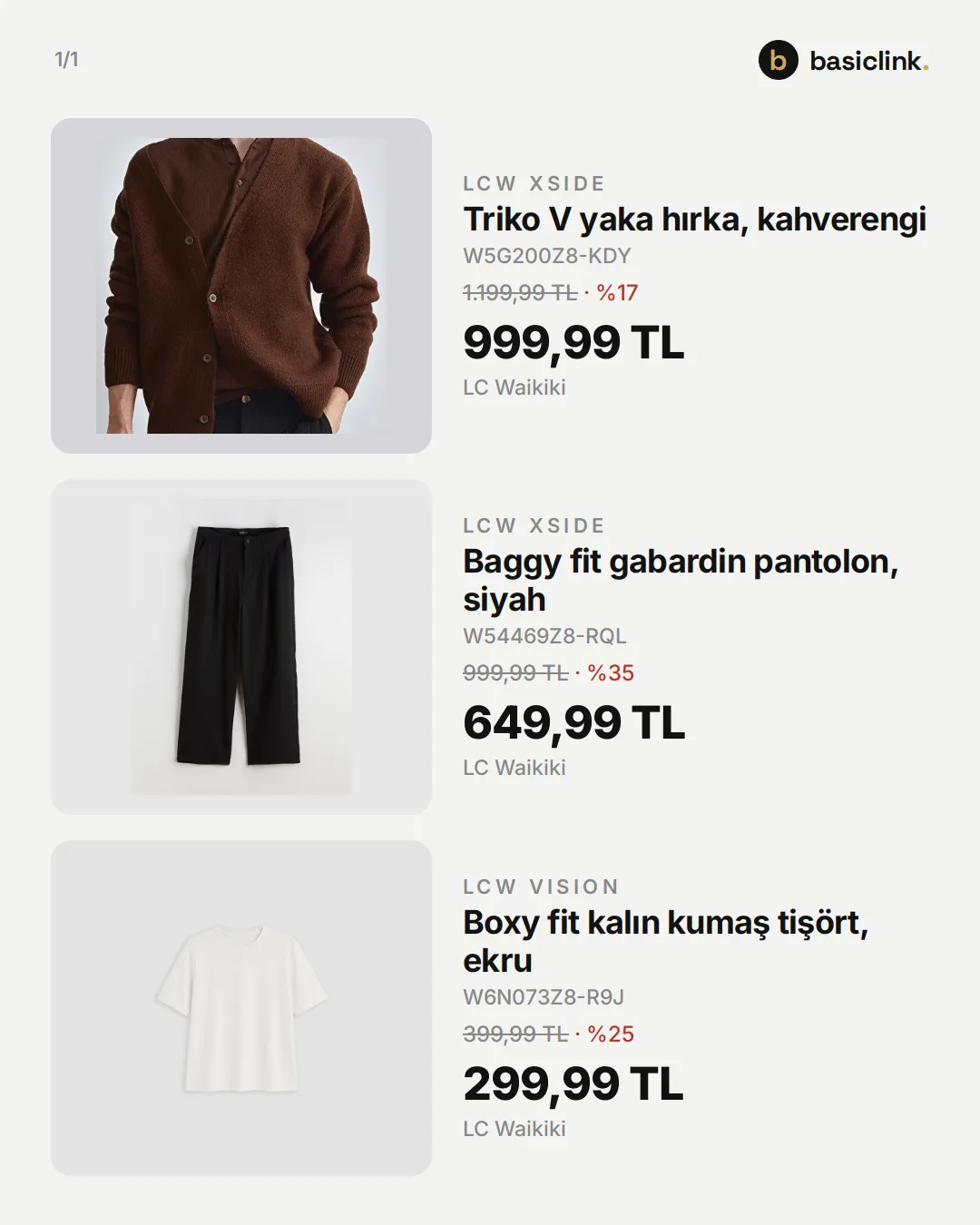 Kahverengi hırka kombini: toplam 1.950 TL, 2. görsel