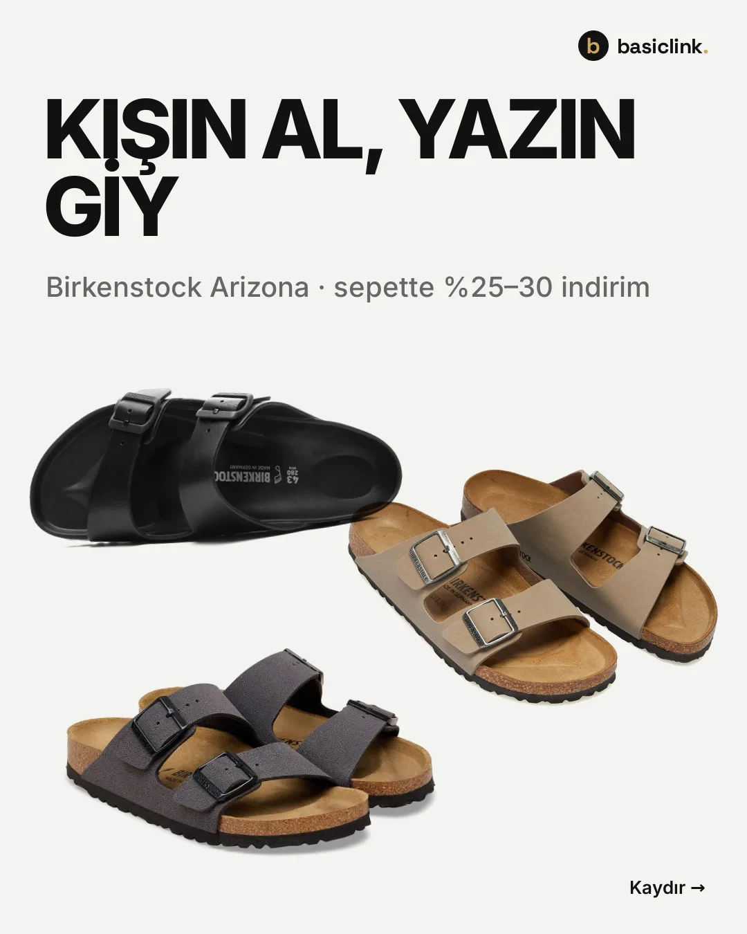 Kışın al, yazın giy: Birkenstock Arizona'da sepette %25–30 indirim, 1. görsel