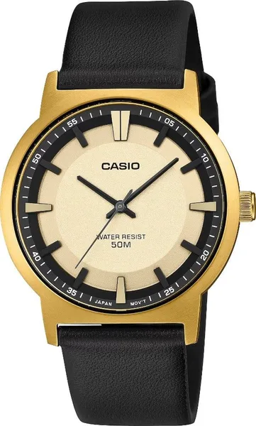 Casio MTP-B220 altın kasa, siyah deri